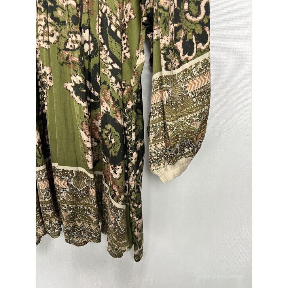 Free People Say You Love Me Mini Shirt Dress Long Sleeve Green Women's XS Boho - Picture 5 of 9